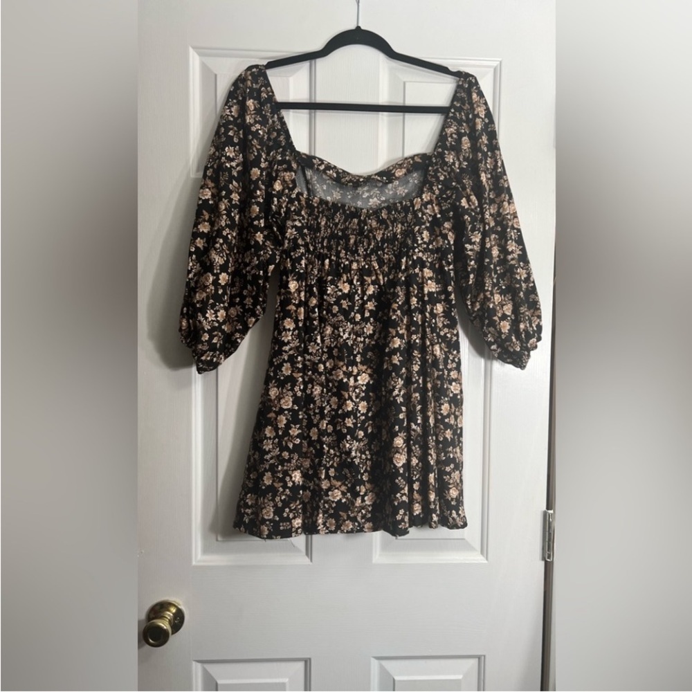 Altar'd State Black Floral Long Sleeve Dress - Picture 4 of 4